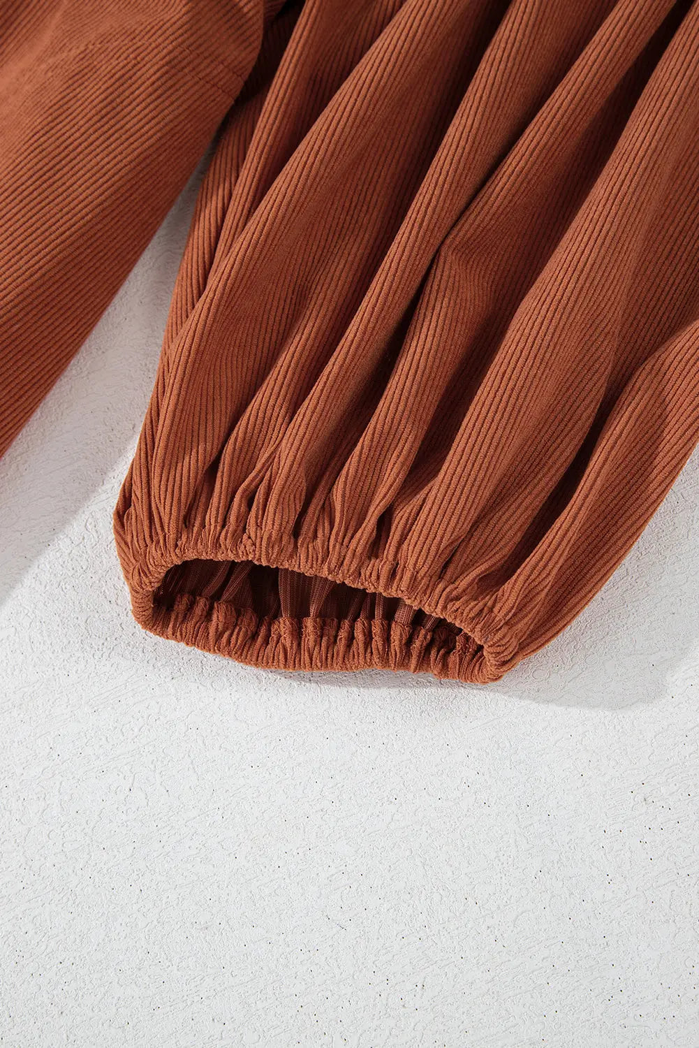 Gold Flame Corduroy Snap Buttons Empire Waist Bracelet Sleeve Dress - BB Fashion Outlet