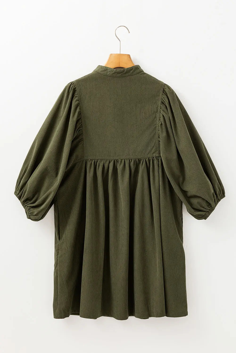 Gold Flame Corduroy Snap Buttons Empire Waist Bracelet Sleeve Dress Beagle Boutique Fashion Outlet