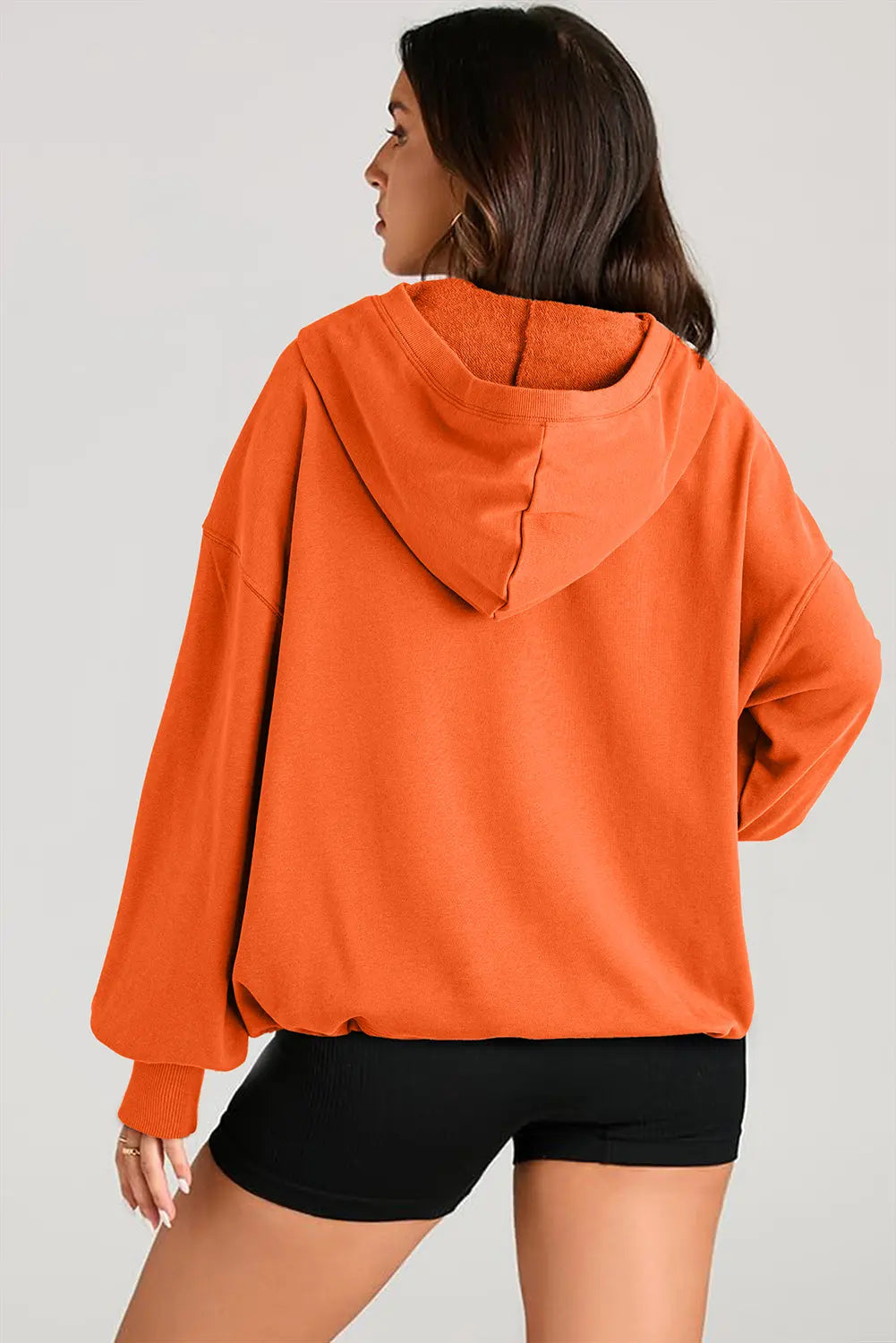 Light Grey Solid Kangaroo Pocket Half Zipper Oversized Hoodie Beagle Boutique Fashion Outlet