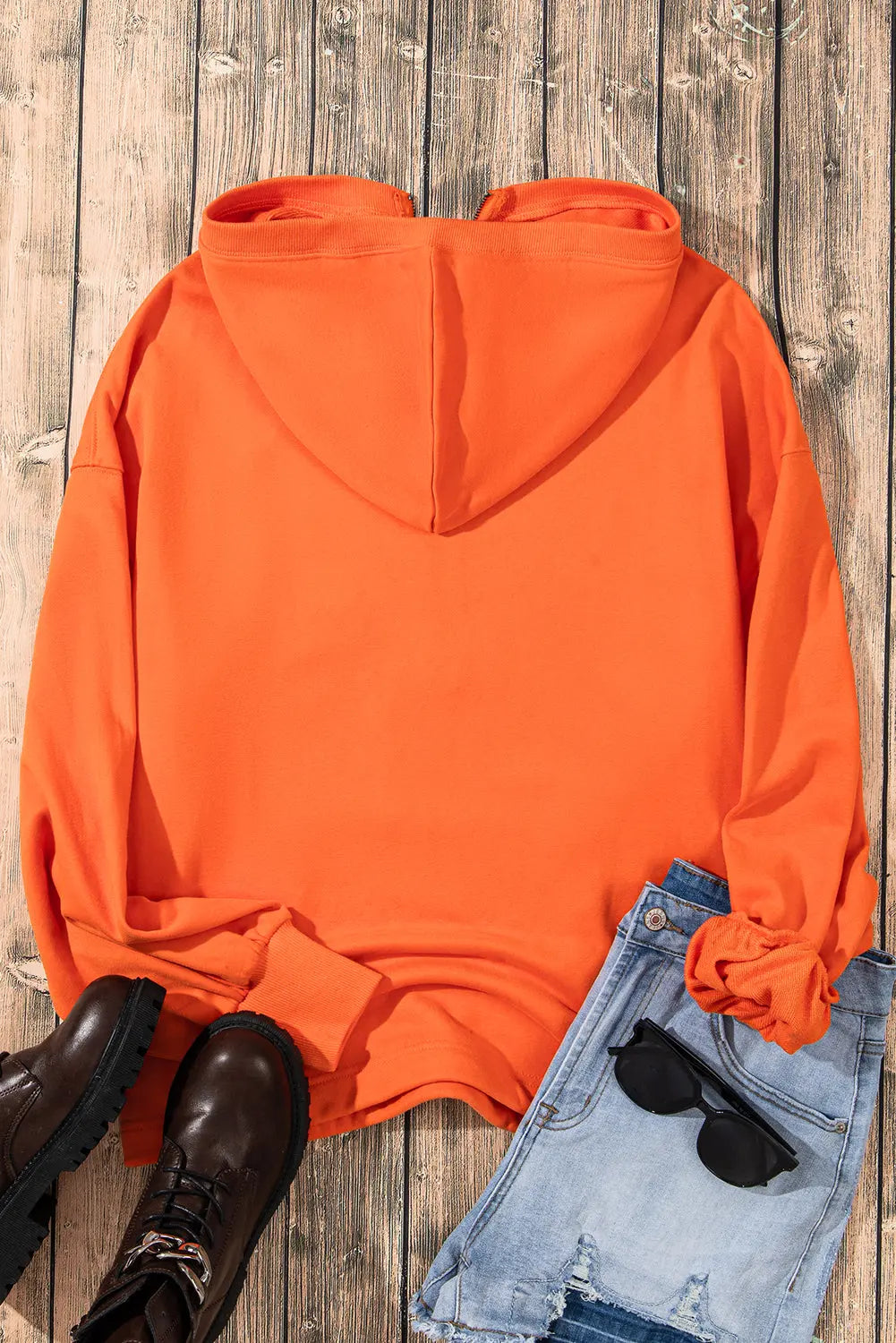 Light Grey Solid Kangaroo Pocket Half Zipper Oversized Hoodie Beagle Boutique Fashion Outlet