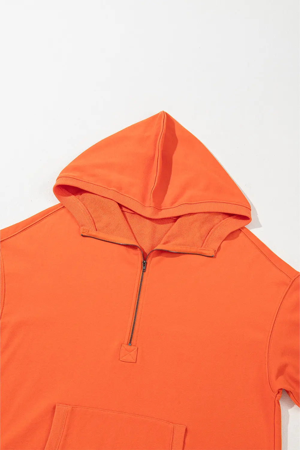Light Grey Solid Kangaroo Pocket Half Zipper Oversized Hoodie Beagle Boutique Fashion Outlet