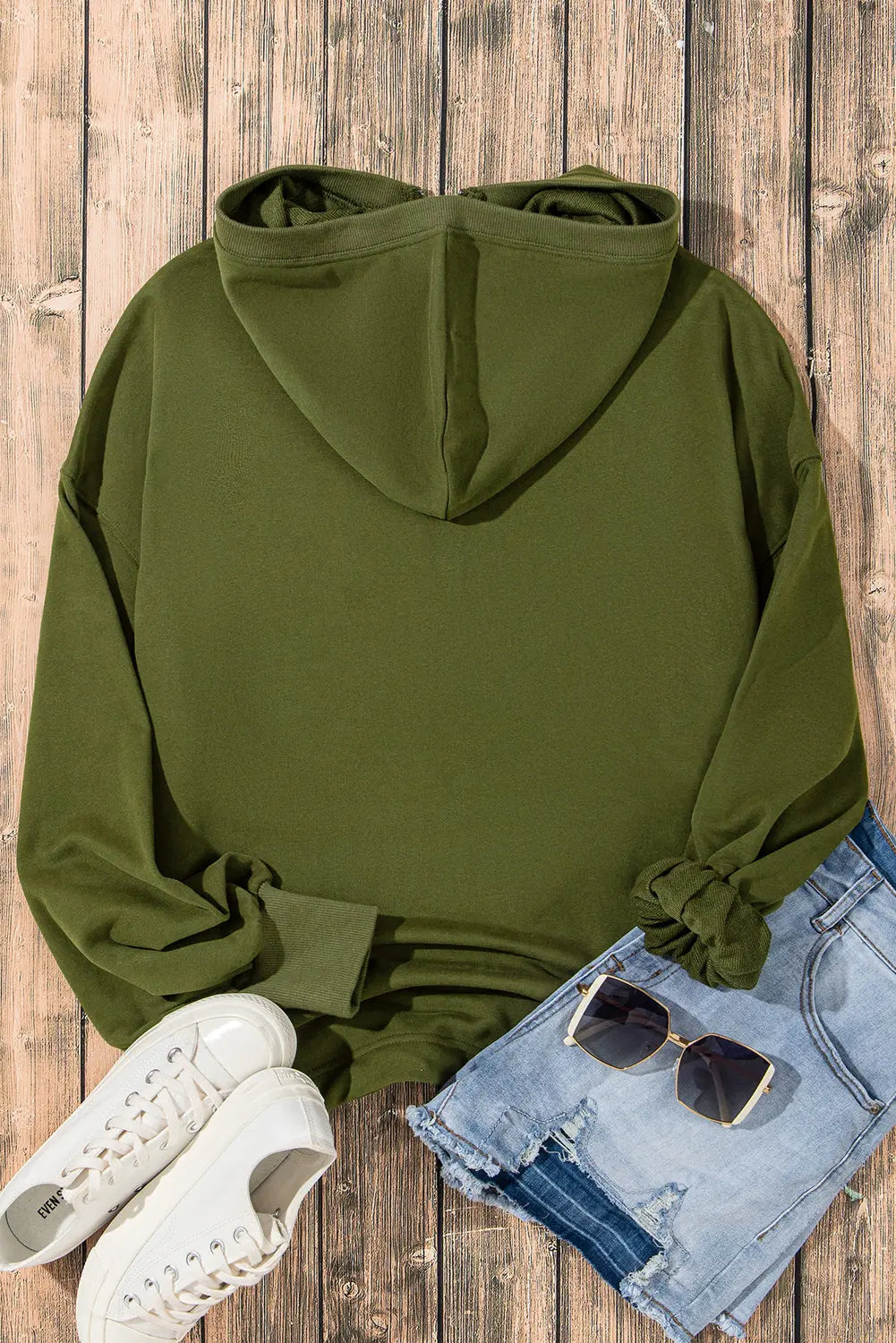 Light Grey Solid Kangaroo Pocket Half Zipper Oversized Hoodie Beagle Boutique Fashion Outlet