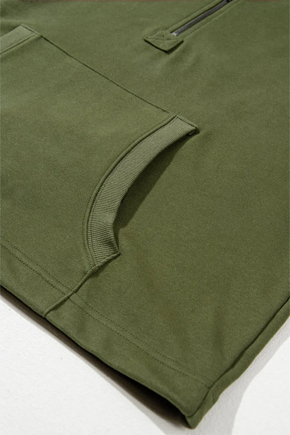 Light Grey Solid Kangaroo Pocket Half Zipper Oversized Hoodie Beagle Boutique Fashion Outlet
