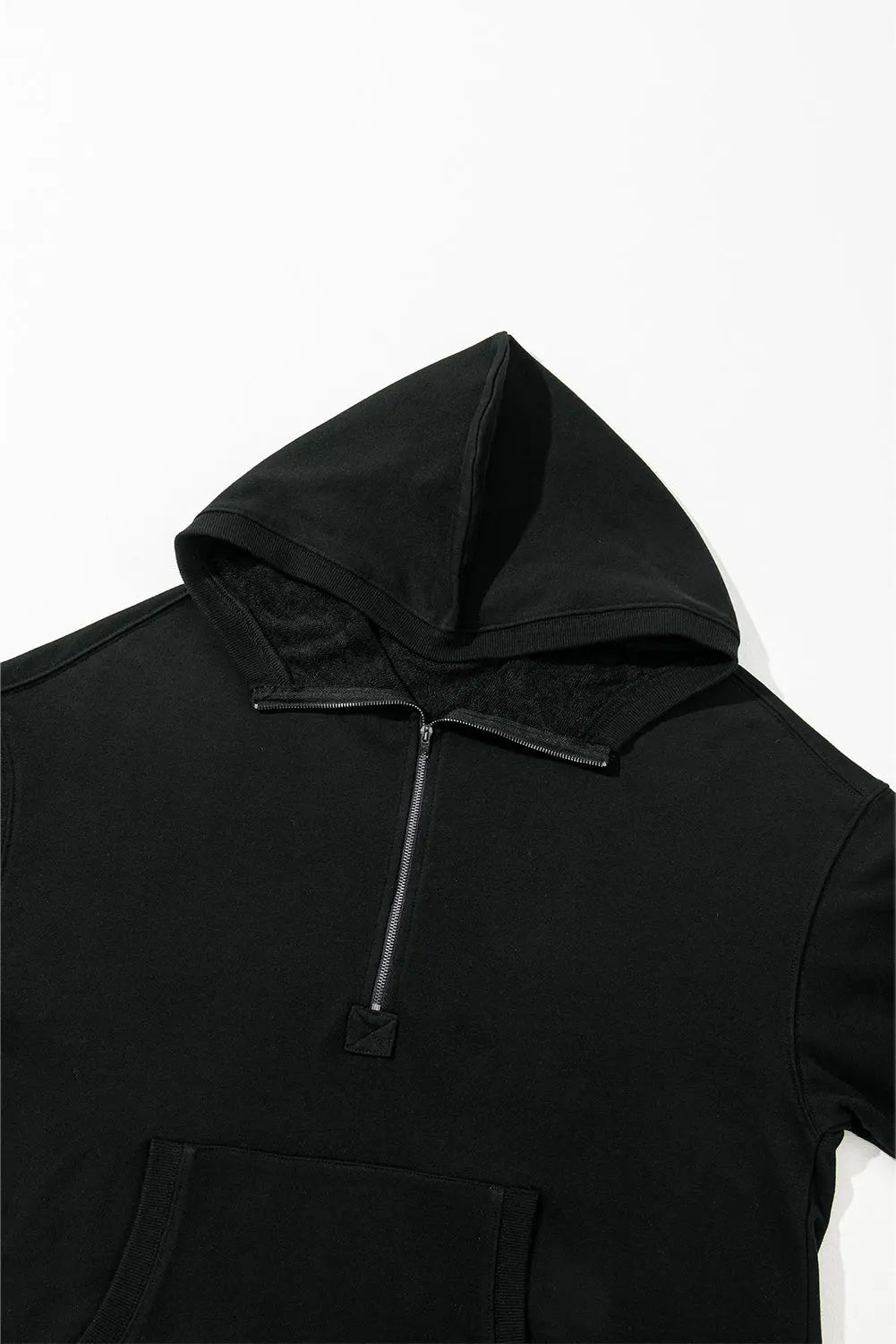 Light Grey Solid Kangaroo Pocket Half Zipper Oversized Hoodie Beagle Boutique Fashion Outlet