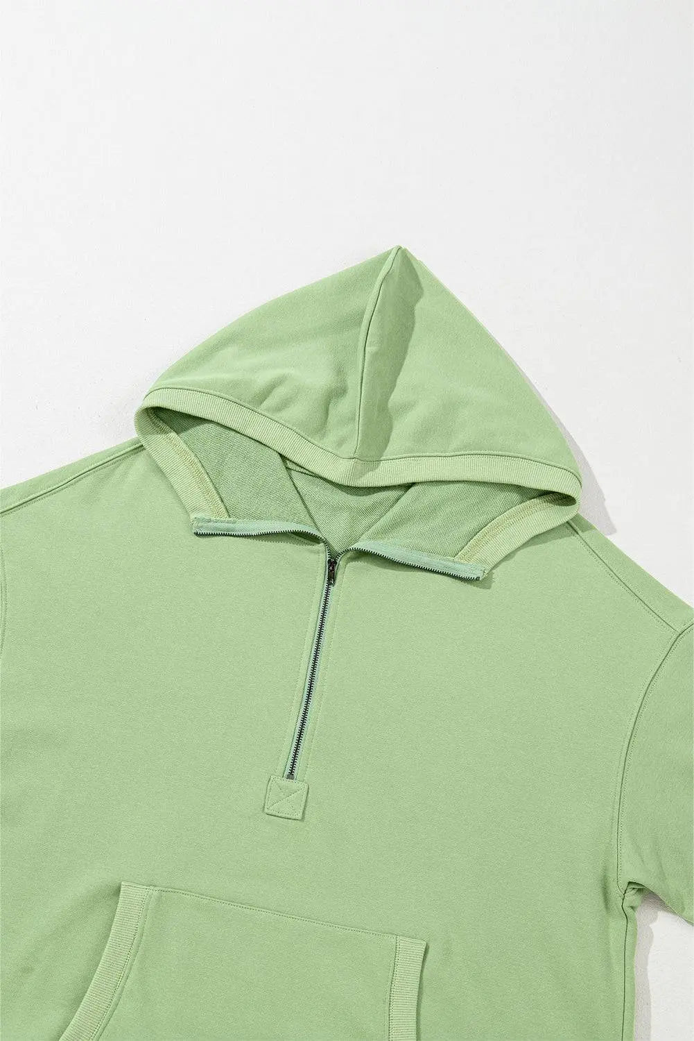 Light Grey Solid Kangaroo Pocket Half Zipper Oversized Hoodie Beagle Boutique Fashion Outlet
