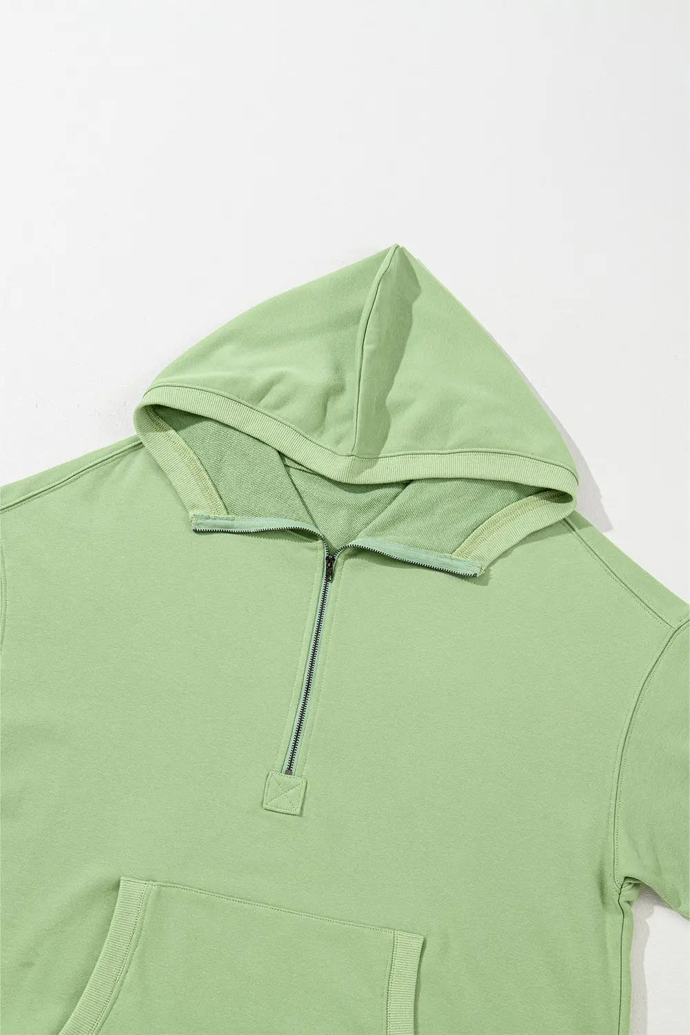 Light Grey Solid Kangaroo Pocket Half Zipper Oversized Hoodie Beagle Boutique Fashion Outlet