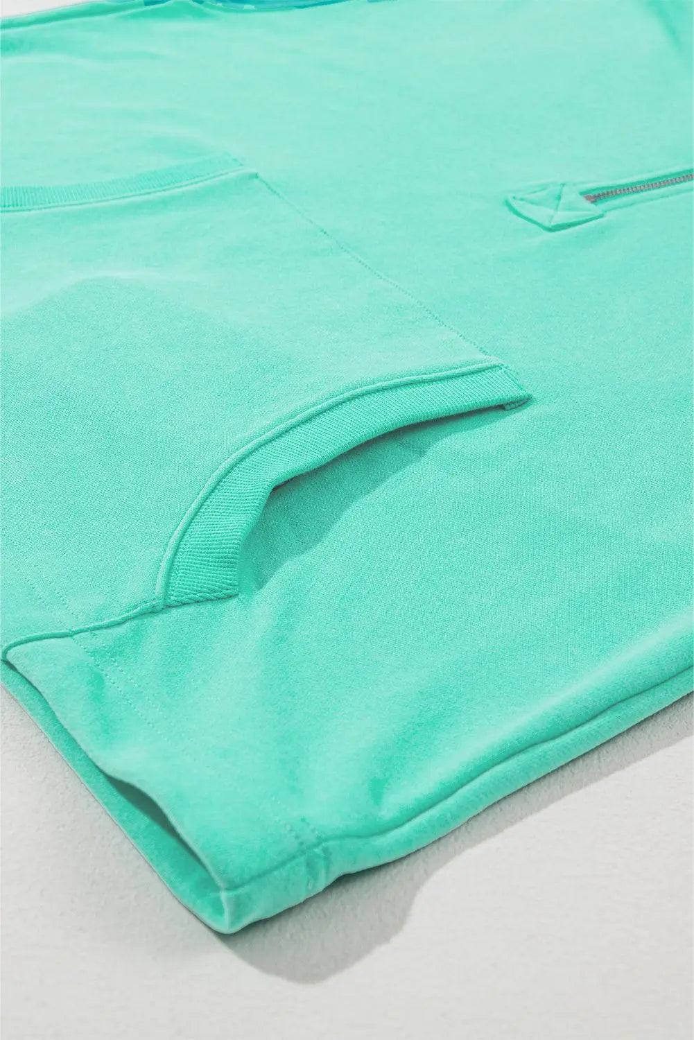 Light Grey Solid Kangaroo Pocket Half Zipper Oversized Hoodie Beagle Boutique Fashion Outlet