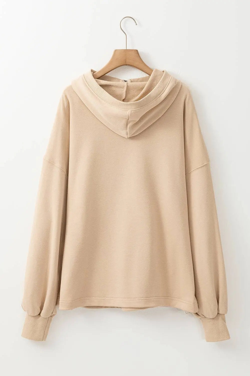 Light Grey Solid Kangaroo Pocket Half Zipper Oversized Hoodie Beagle Boutique Fashion Outlet