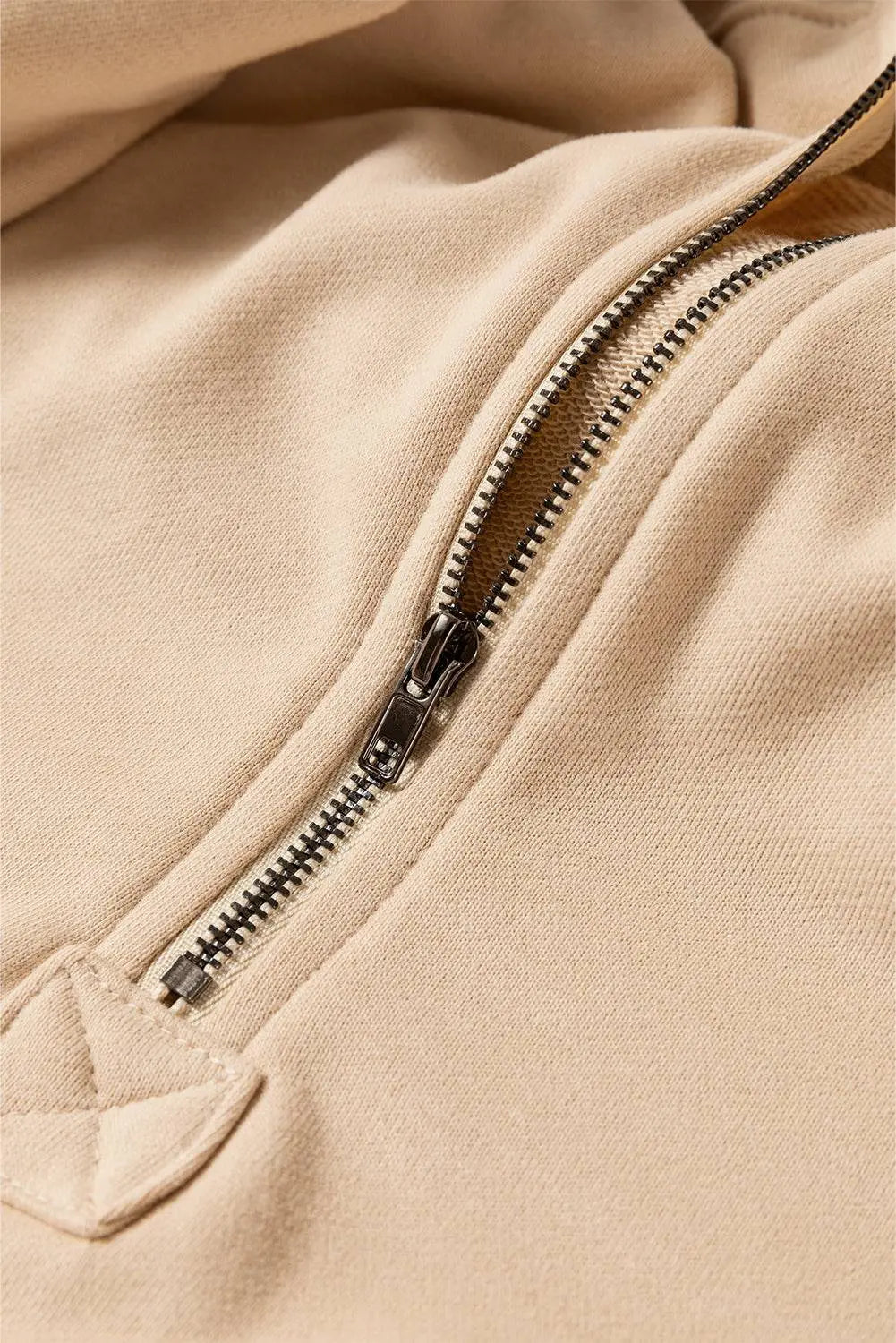 Light Grey Solid Kangaroo Pocket Half Zipper Oversized Hoodie Beagle Boutique Fashion Outlet