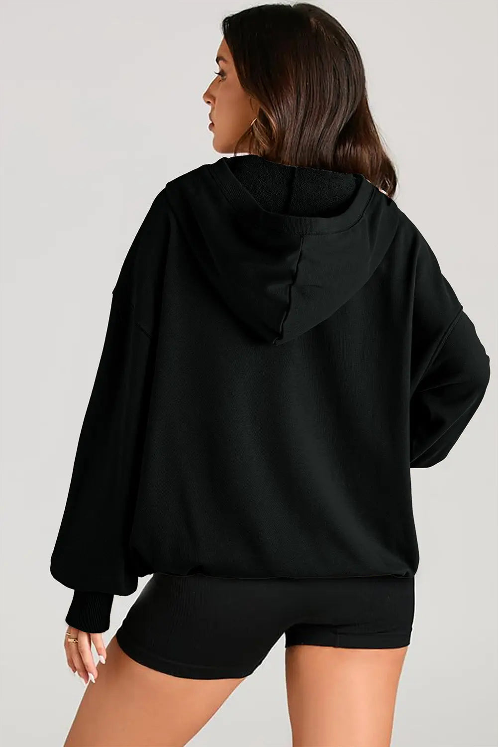 Light Grey Solid Kangaroo Pocket Half Zipper Oversized Hoodie Beagle Boutique Fashion Outlet