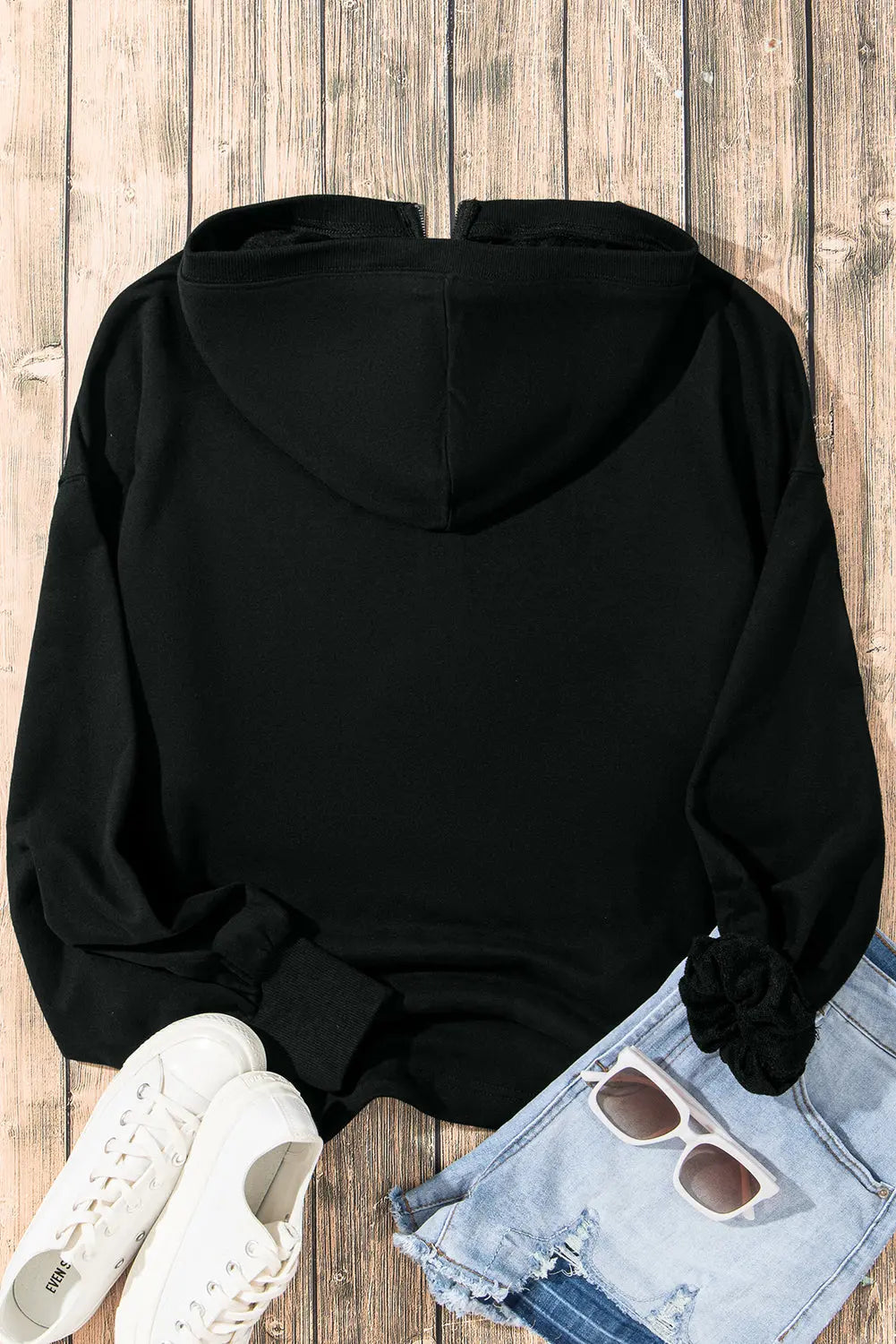 Light Grey Solid Kangaroo Pocket Half Zipper Oversized Hoodie Beagle Boutique Fashion Outlet