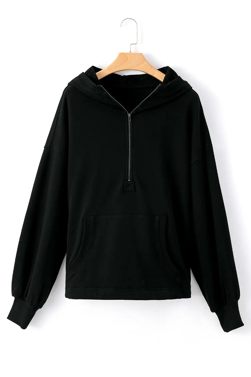 Light Grey Solid Kangaroo Pocket Half Zipper Oversized Hoodie Beagle Boutique Fashion Outlet
