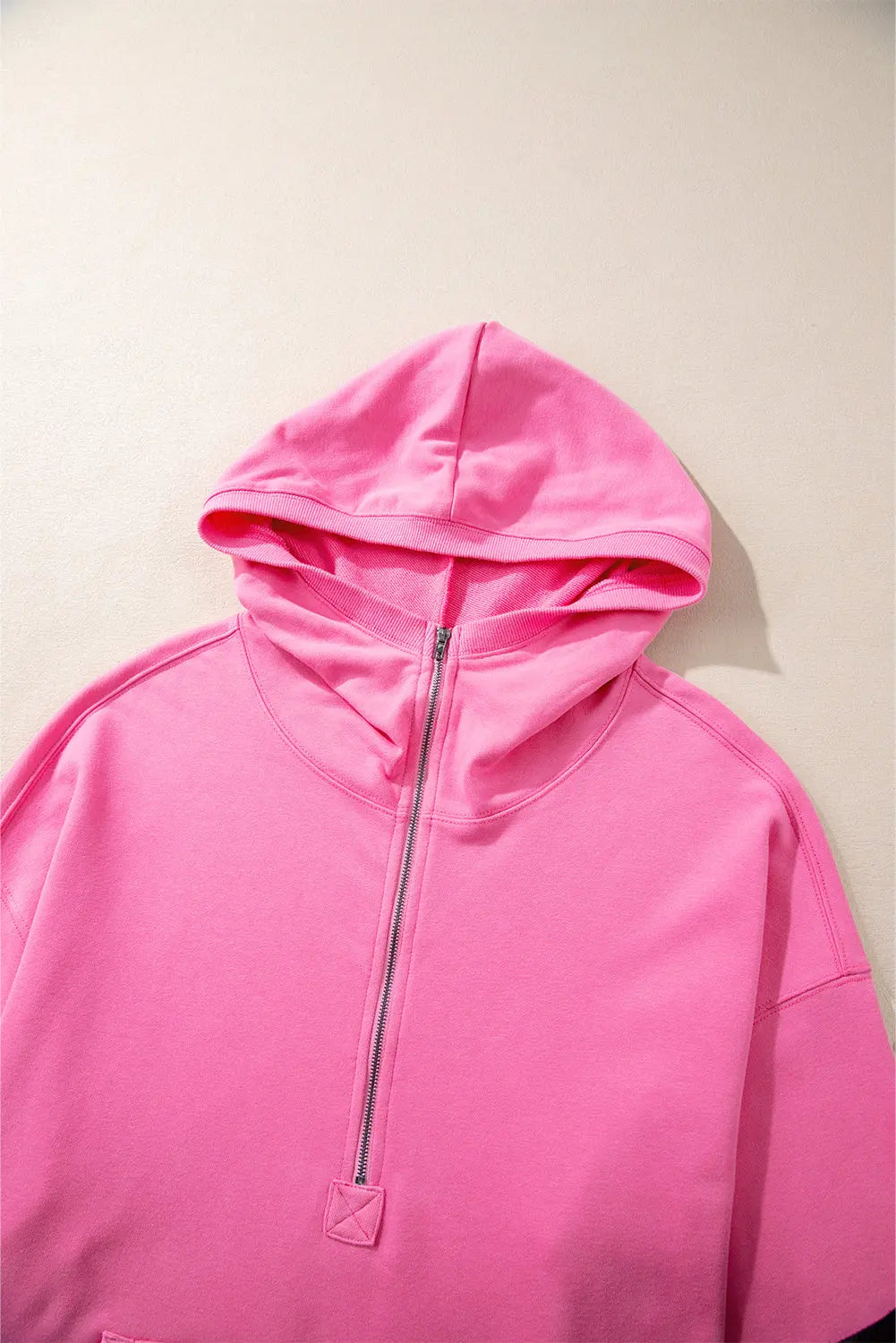 Light Grey Solid Kangaroo Pocket Half Zipper Oversized Hoodie Beagle Boutique Fashion Outlet