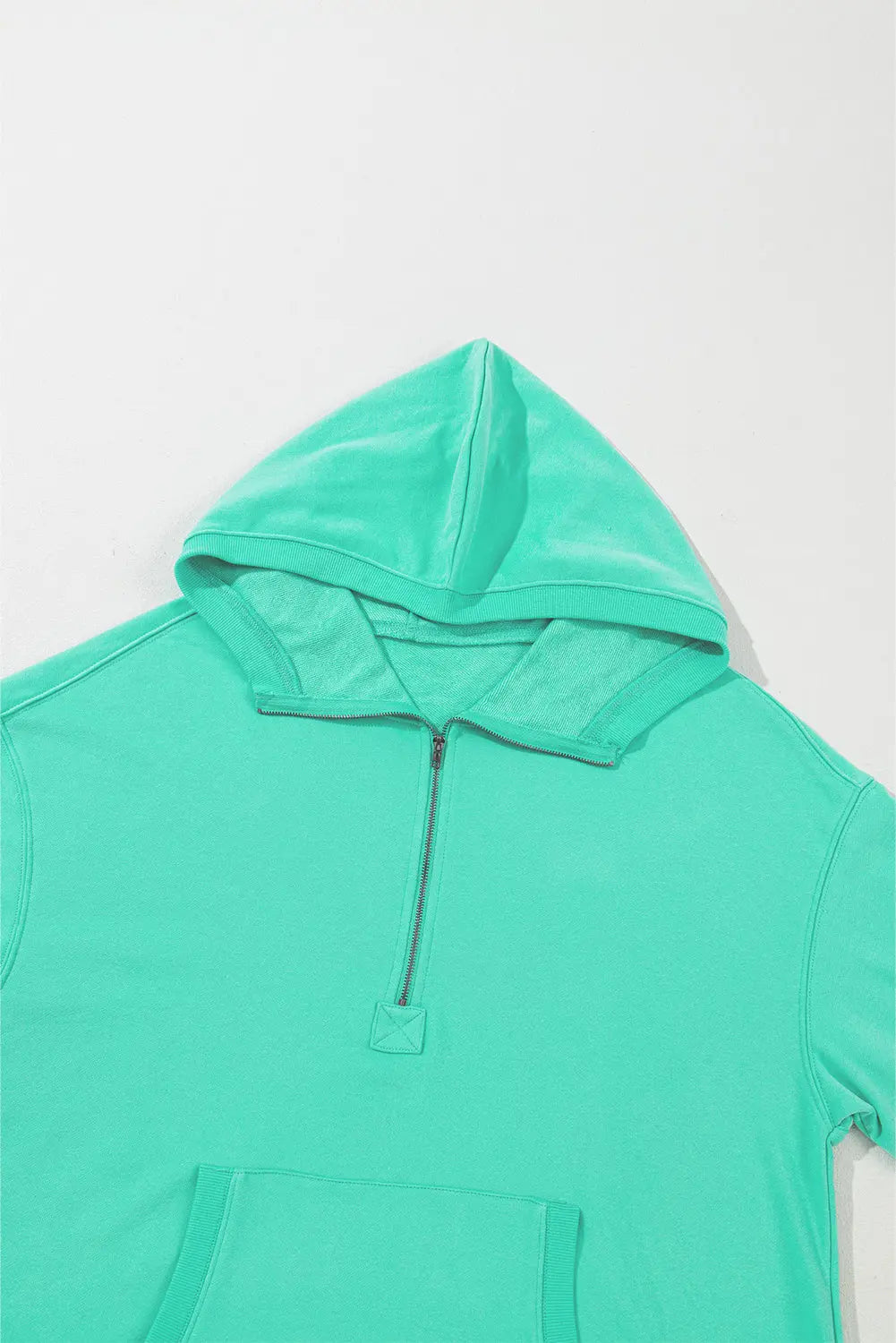 Light Grey Solid Kangaroo Pocket Half Zipper Oversized Hoodie Beagle Boutique Fashion Outlet