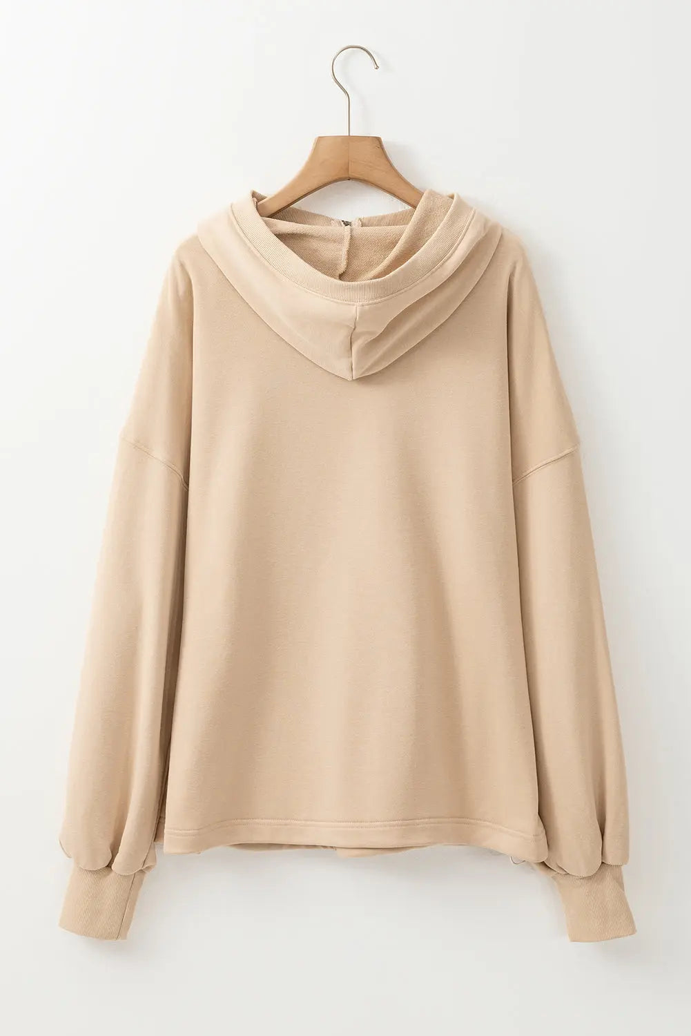 Light Grey Solid Kangaroo Pocket Half Zipper Oversized Hoodie Beagle Boutique Fashion Outlet