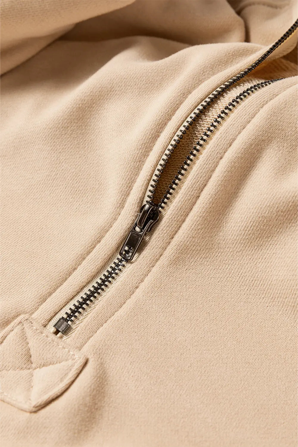 Light Grey Solid Kangaroo Pocket Half Zipper Oversized Hoodie Beagle Boutique Fashion Outlet