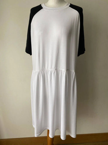 Missguided Plus Full Skirt Contrast Dress Size 20 White and Black Sleeves - BB Fashion Outlet