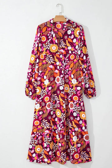 Purple Collared Tiered Flowy Long Dress Beagle Boutique Fashion Outlet