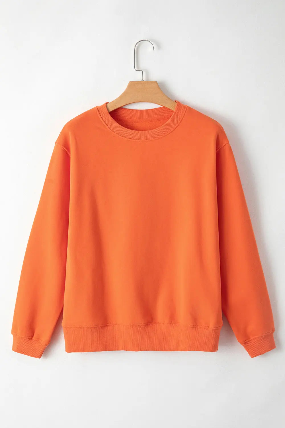 Russet Orange Solid Fleece Lined Drop Shoulder Terry Sweatshirt eAura