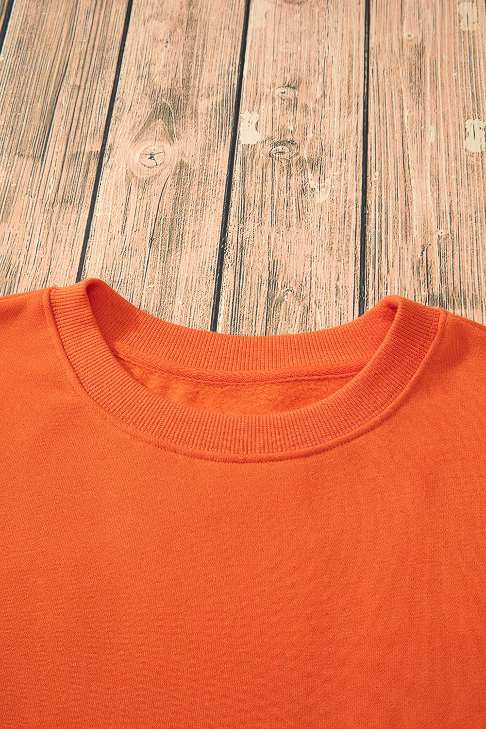 Russet Orange Solid Fleece Lined Drop Shoulder Terry Sweatshirt eAura