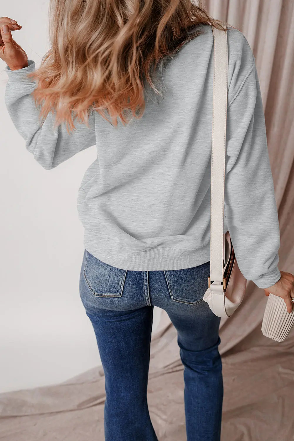 Russet Orange Solid Fleece Lined Drop Shoulder Terry Sweatshirt eAura