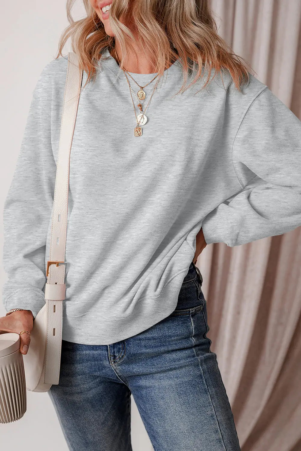 Russet Orange Solid Fleece Lined Drop Shoulder Terry Sweatshirt eAura