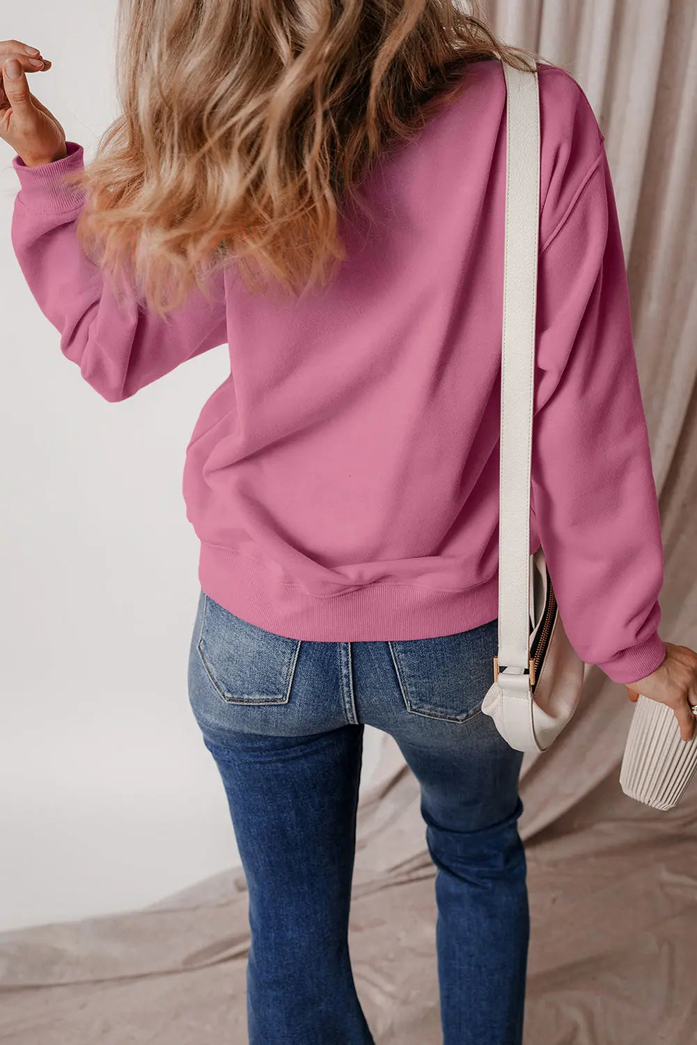 Russet Orange Solid Fleece Lined Drop Shoulder Terry Sweatshirt eAura