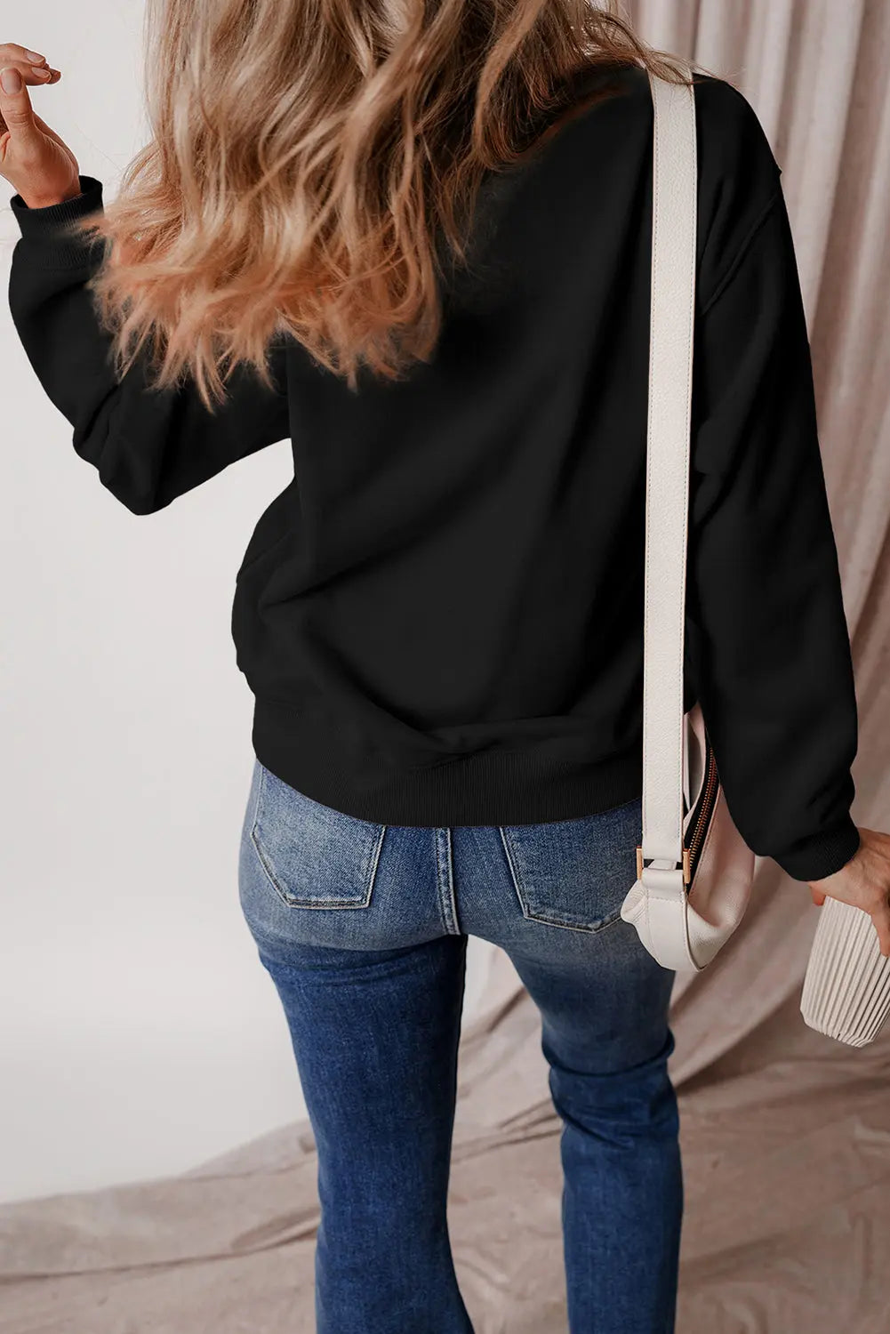 Russet Orange Solid Fleece Lined Drop Shoulder Terry Sweatshirt eAura