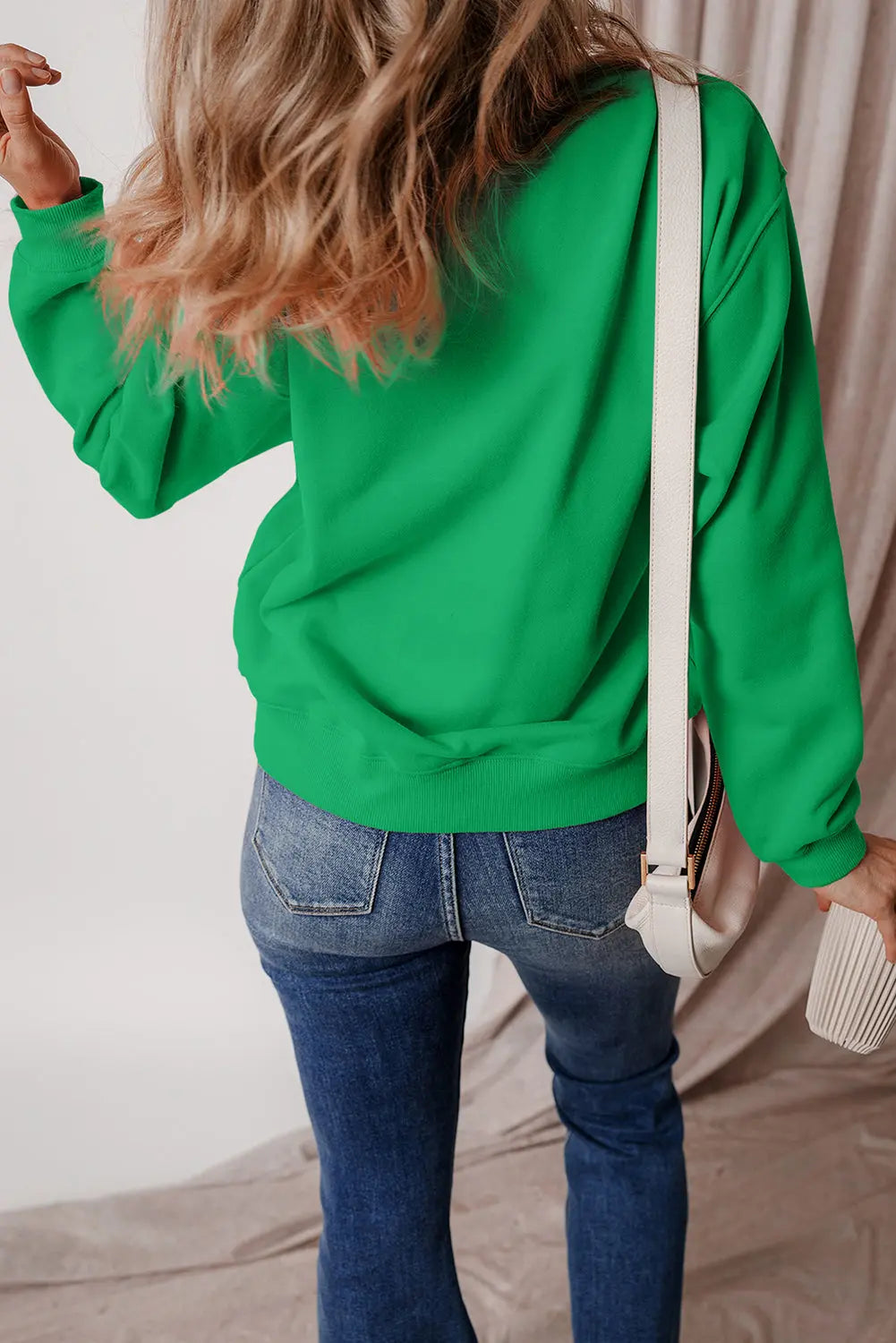 Russet Orange Solid Fleece Lined Drop Shoulder Terry Sweatshirt eAura