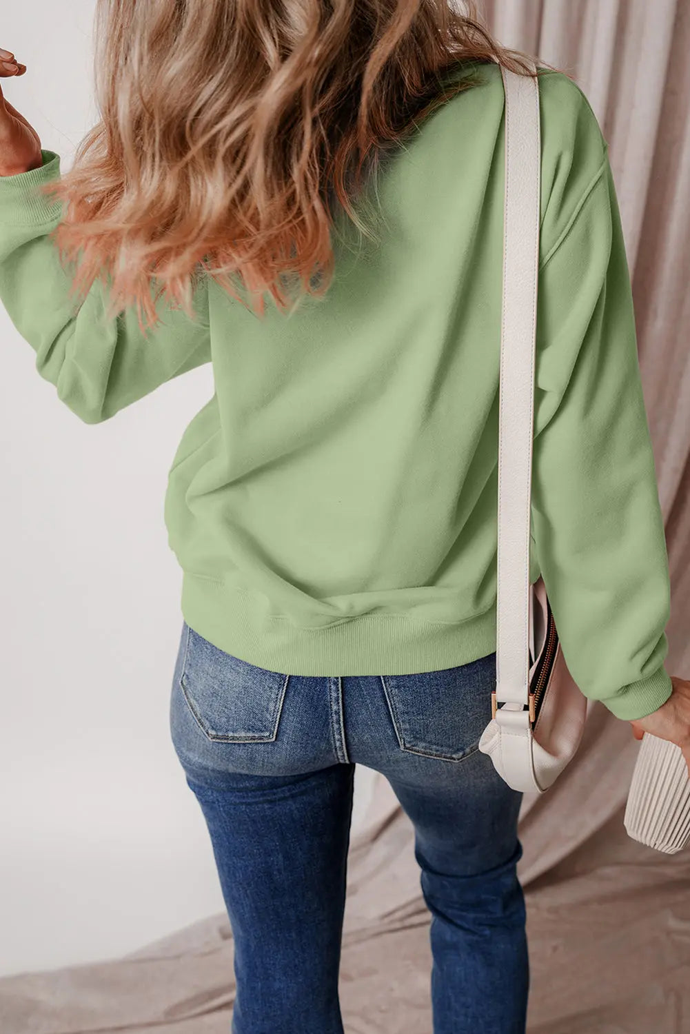 Russet Orange Solid Fleece Lined Drop Shoulder Terry Sweatshirt eAura