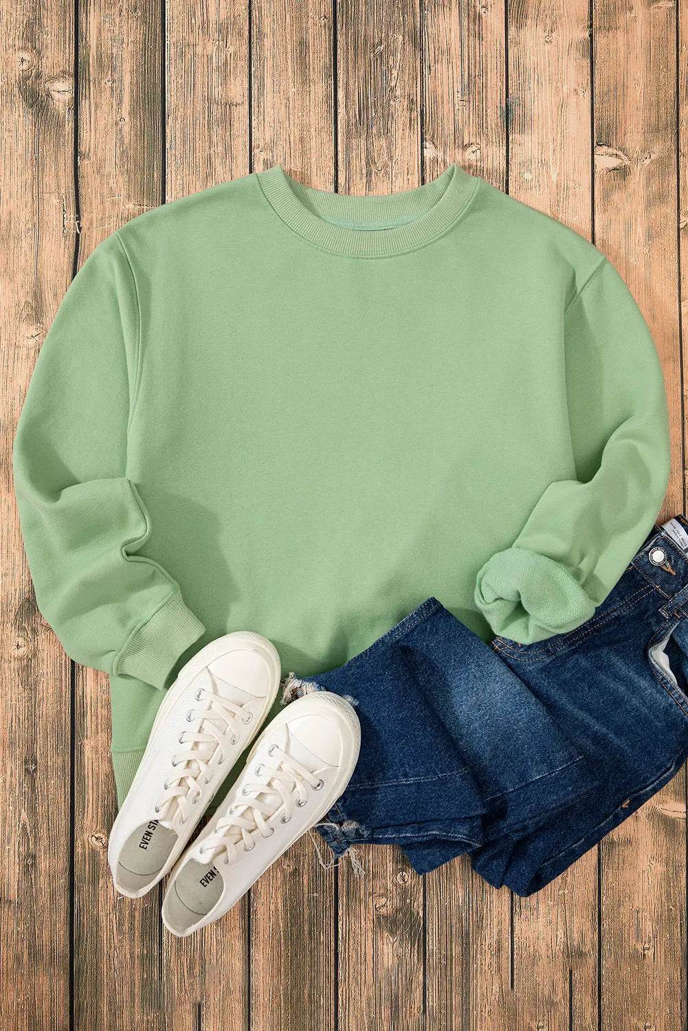 Russet Orange Solid Fleece Lined Drop Shoulder Terry Sweatshirt eAura