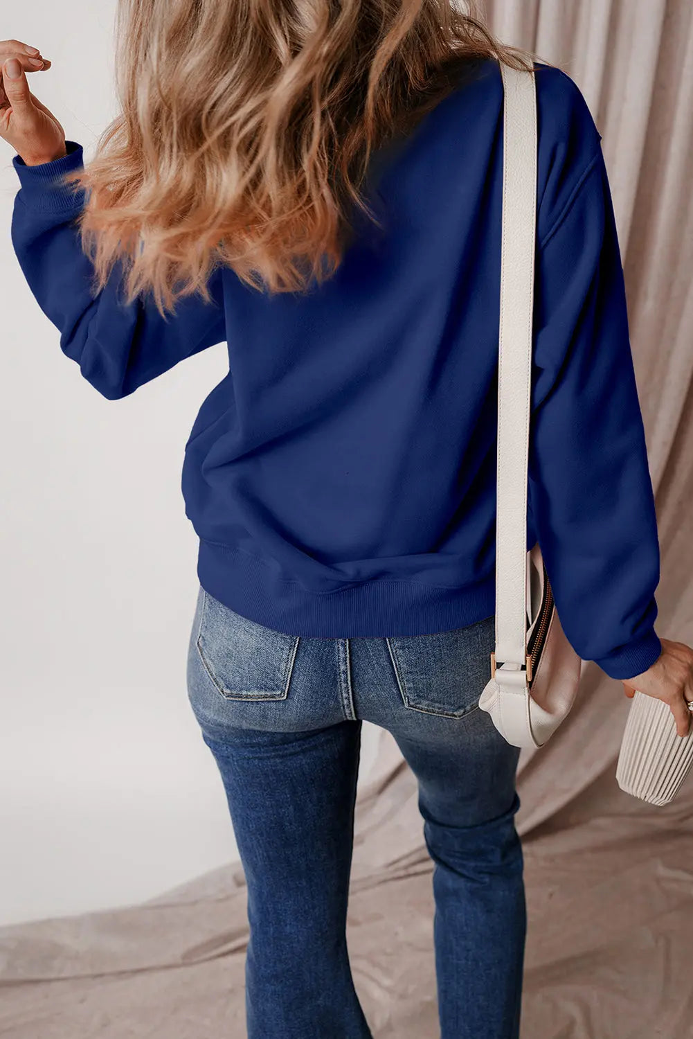 Russet Orange Solid Fleece Lined Drop Shoulder Terry Sweatshirt eAura