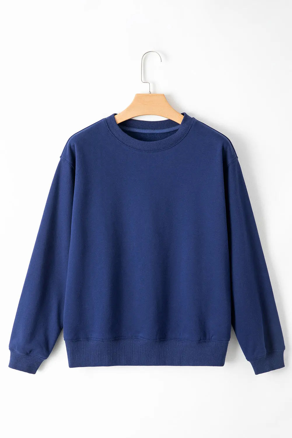 Russet Orange Solid Fleece Lined Drop Shoulder Terry Sweatshirt eAura