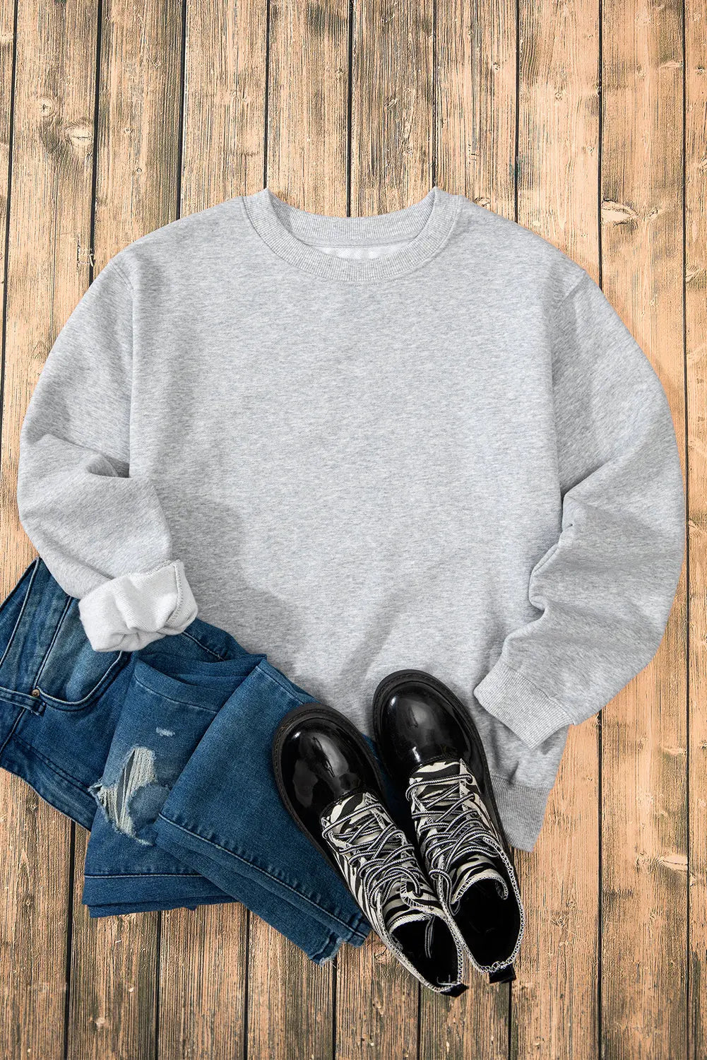 Russet Orange Solid Fleece Lined Drop Shoulder Terry Sweatshirt eAura