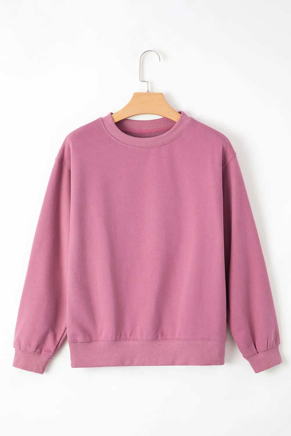 Russet Orange Solid Fleece Lined Drop Shoulder Terry Sweatshirt eAura