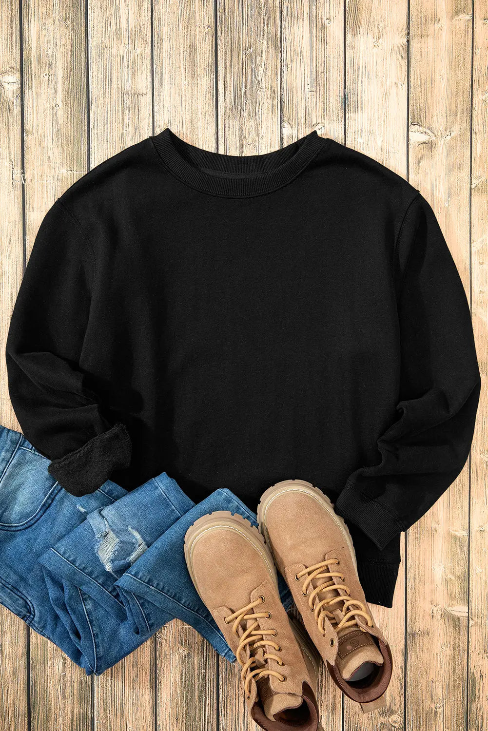 Russet Orange Solid Fleece Lined Drop Shoulder Terry Sweatshirt eAura