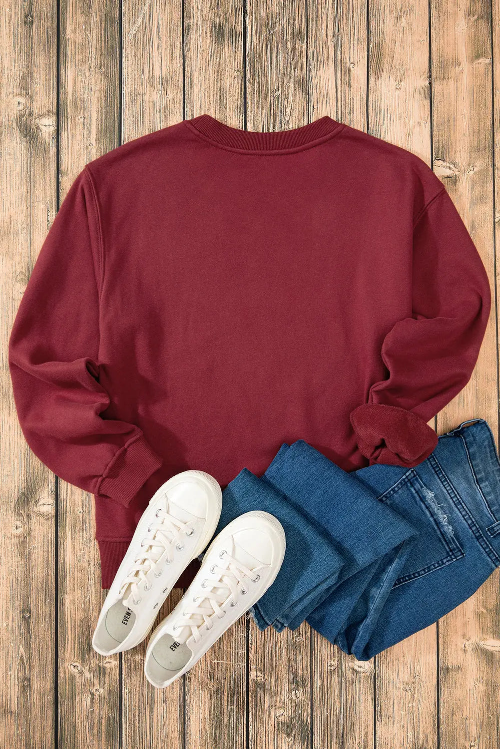Russet Orange Solid Fleece Lined Drop Shoulder Terry Sweatshirt eAura