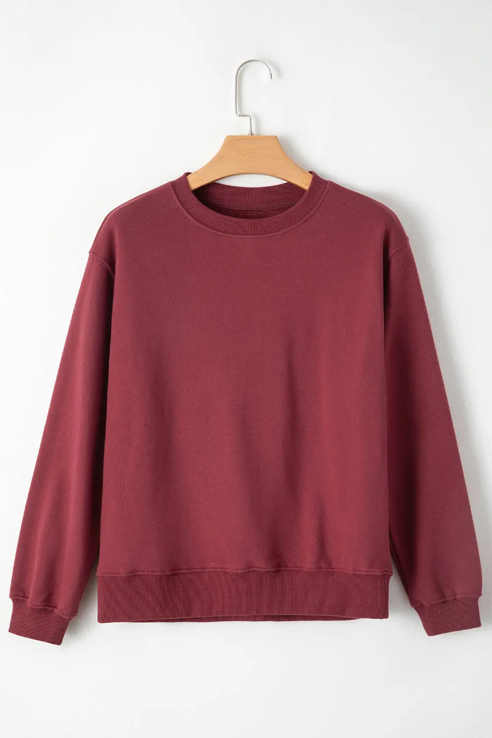 Russet Orange Solid Fleece Lined Drop Shoulder Terry Sweatshirt eAura