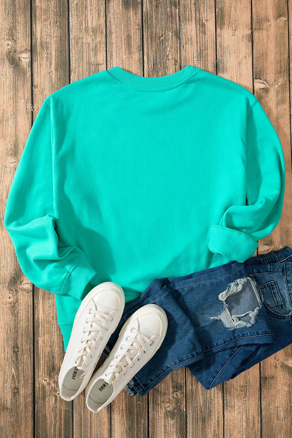 Russet Orange Solid Fleece Lined Drop Shoulder Terry Sweatshirt eAura