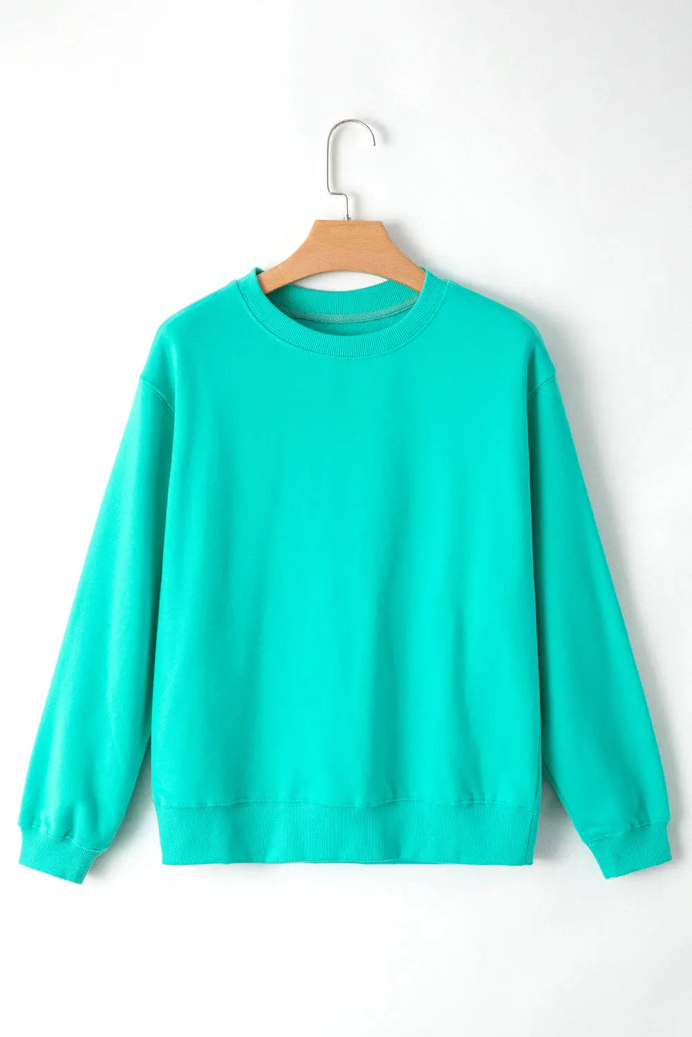 Russet Orange Solid Fleece Lined Drop Shoulder Terry Sweatshirt eAura