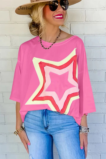 Baggy Drop Shoulder T-shirt With Large Star eprolo