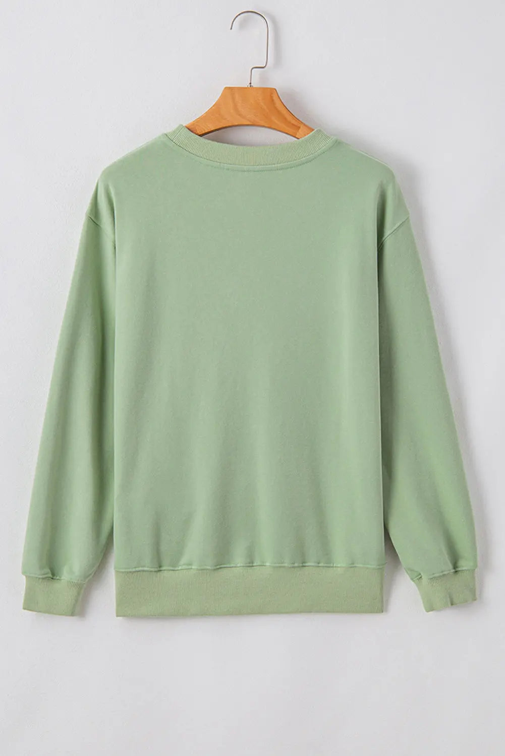 Smoke Green Plain Drop Shoulder Crewneck Pullover Sweatshirt eAura