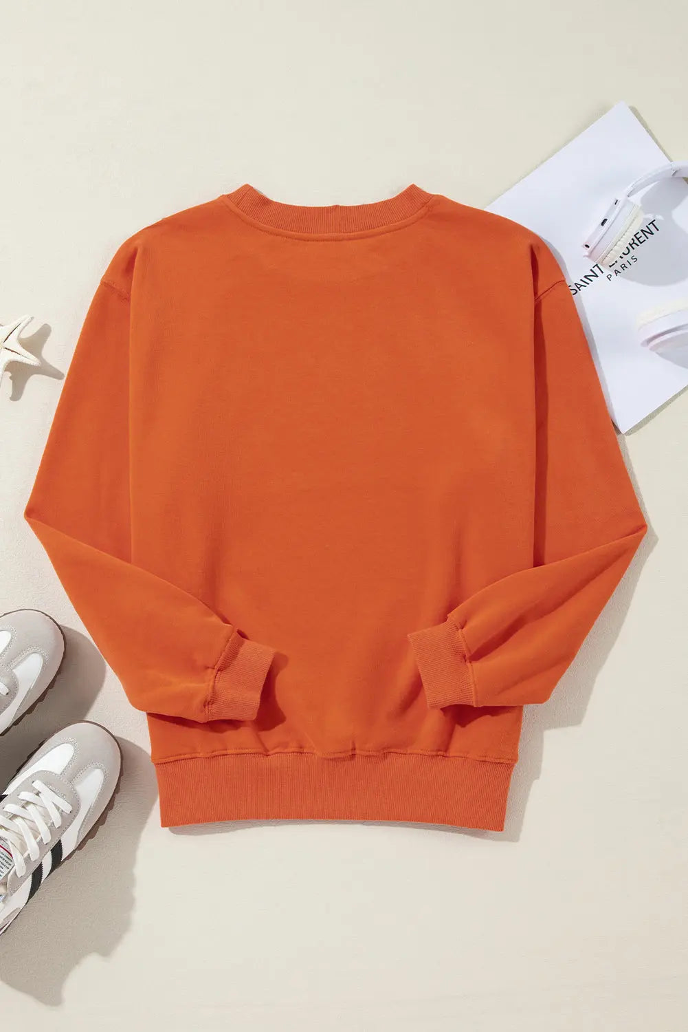 Smoke Green Plain Drop Shoulder Crewneck Pullover Sweatshirt eAura