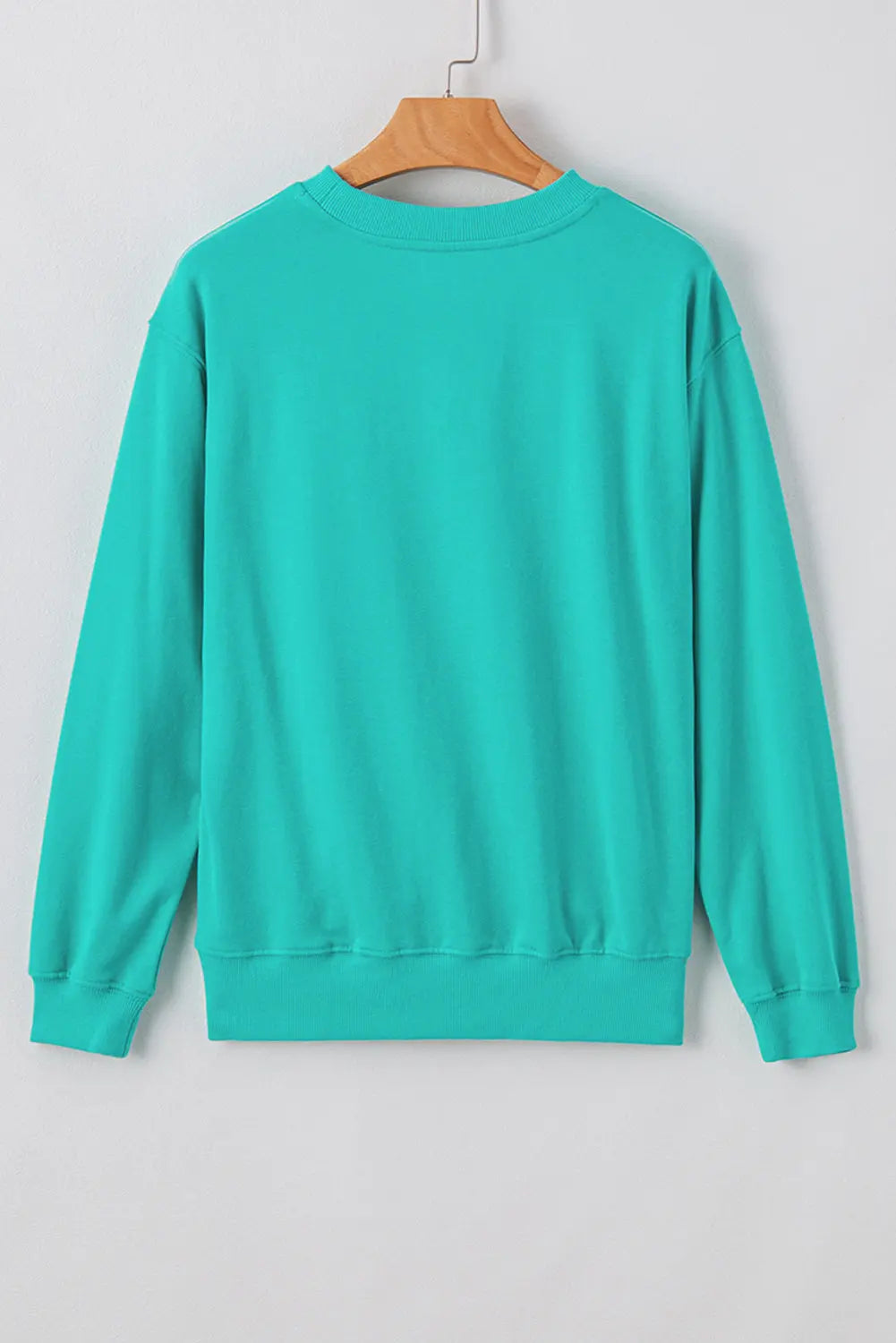 Smoke Green Plain Drop Shoulder Crewneck Pullover Sweatshirt eAura