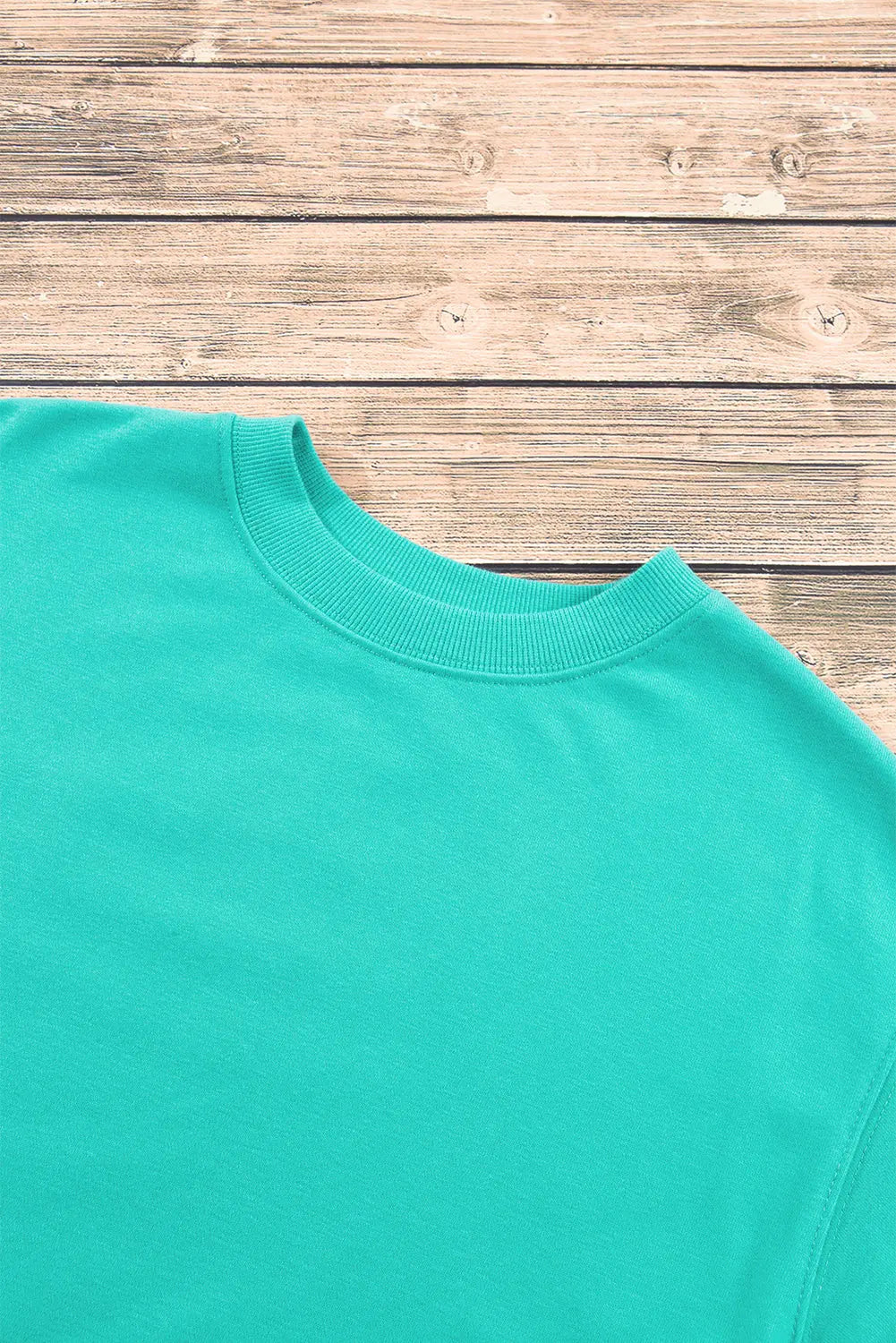 Smoke Green Plain Drop Shoulder Crewneck Pullover Sweatshirt eAura