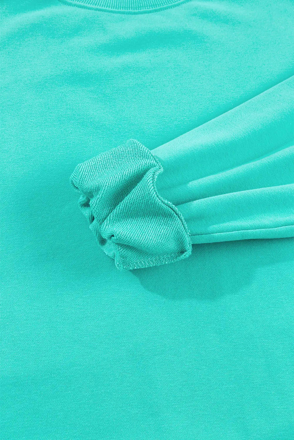 Smoke Green Plain Drop Shoulder Crewneck Pullover Sweatshirt eAura