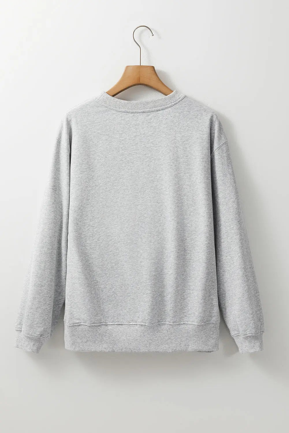 Smoke Green Plain Drop Shoulder Crewneck Pullover Sweatshirt eAura