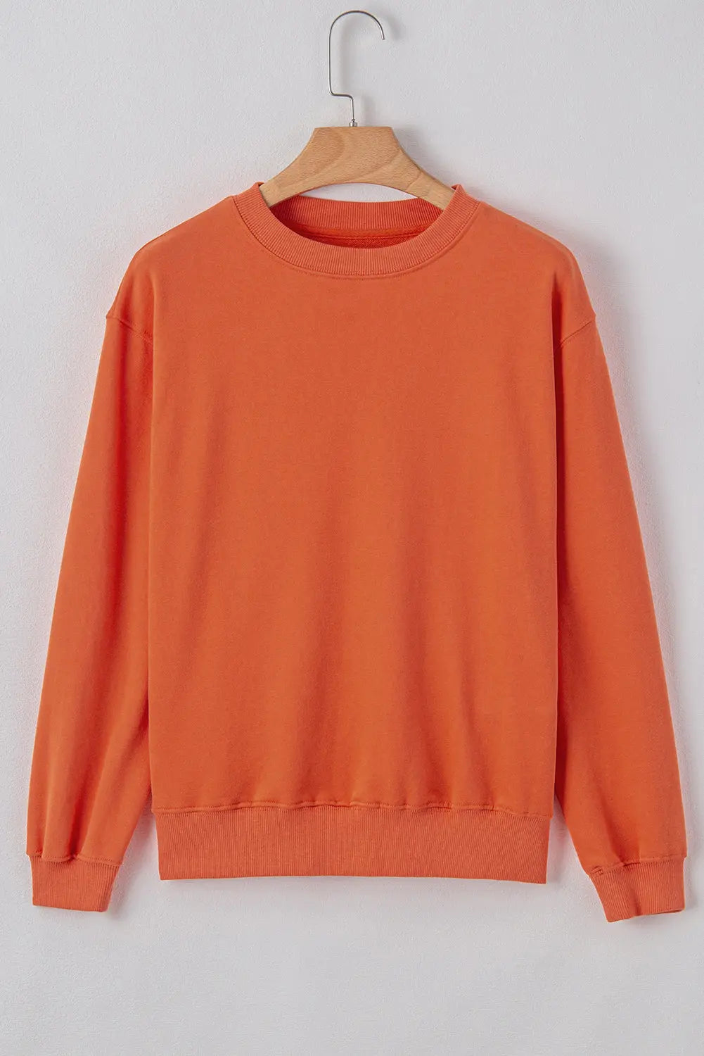 Smoke Green Plain Drop Shoulder Crewneck Pullover Sweatshirt eAura