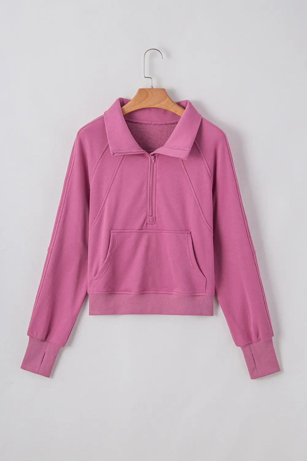 Valerian Quarter Zip Stand Neck Kangaroo Pocket Sweatshirt Beagle Boutique Fashion Outlet