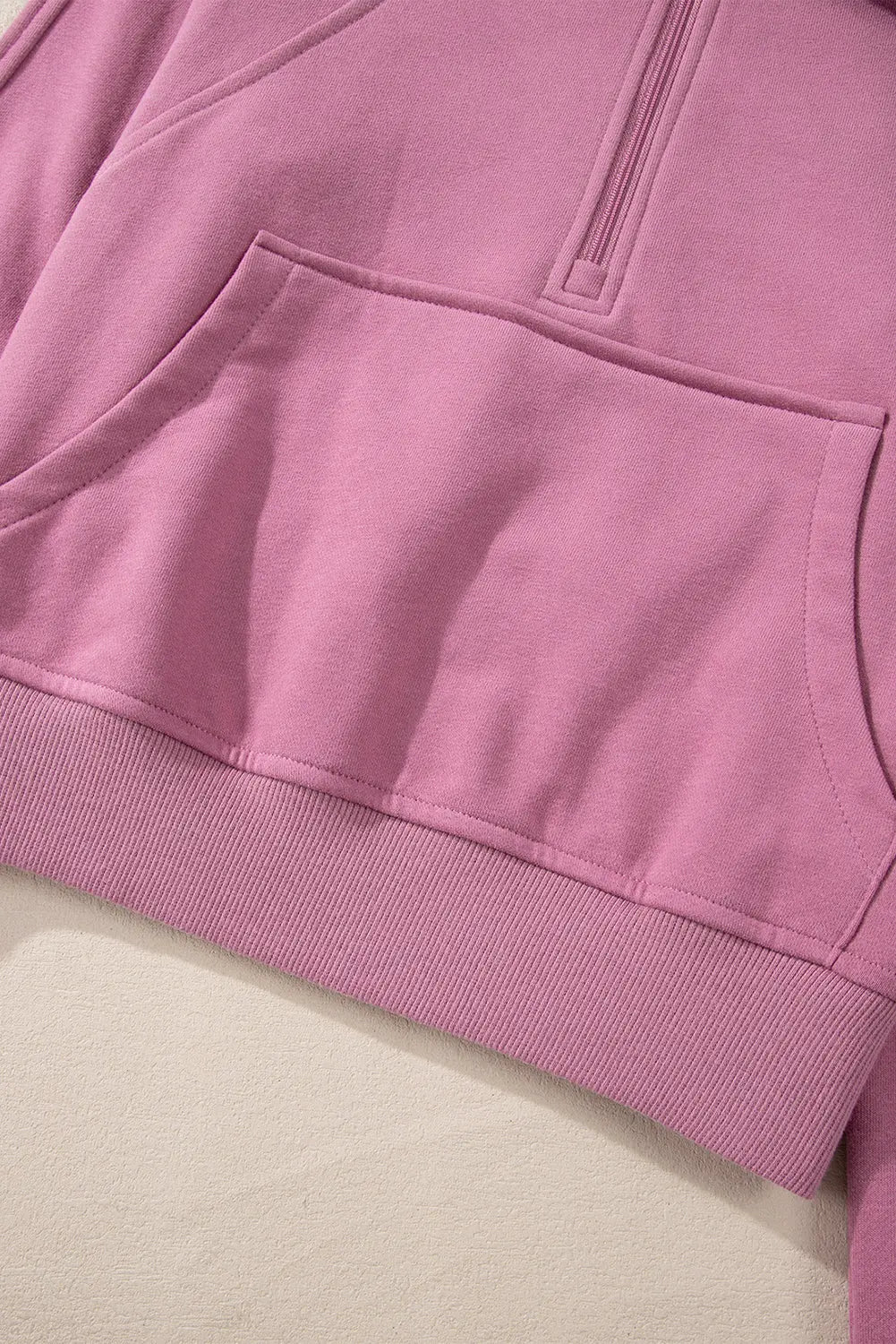 Valerian Quarter Zip Stand Neck Kangaroo Pocket Sweatshirt Beagle Boutique Fashion Outlet